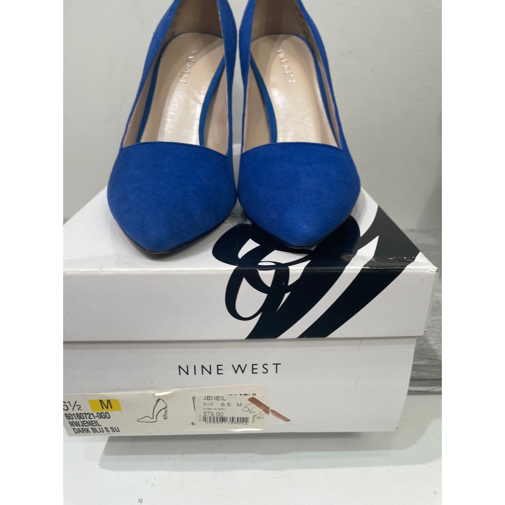 Nine West Jeneil Cobalt Blue Suede Pointed Toe High Heel Pumps 6.5M 60180721-0G0